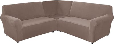 L-vormige stretch velvet bankhoes voor 5-zits hoekbank, antislip, wasbaar en beschermend, ideaal voor meubels