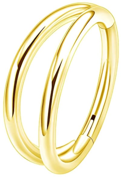 Dailygoods- Neusring Opklapbaar - Dubbele Ring - Roestvrij Staal 316 - Diameter 8 mm - 16G - Geschikt voor Kraakbeenpiercing - Piercing