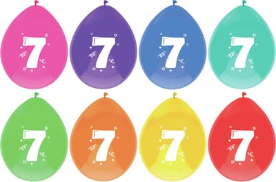 Haza Ballonnen 7 jaar - leeftijd verjaardag - 6x stuks - 29 cm - versiering - feestartikelen