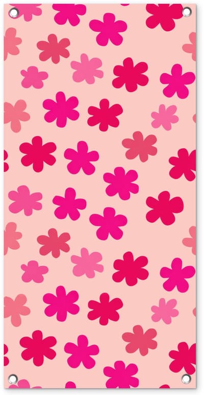 Tuinposter 40x80 cm - Tuindecoratie Bloemen - Patroon - Roze - Poster voor in de tuin - Buiten decoratie - Schutting tuinschilderij - Tuindoek muurdecoratie - Wanddecoratie balkondoek