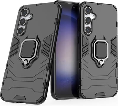 Exobox Geschikt voor Samsung Galaxy S24 FE 5G - Militaire kwaliteit - Schokbestendig hybride Back Cover Hoesje - Zwart