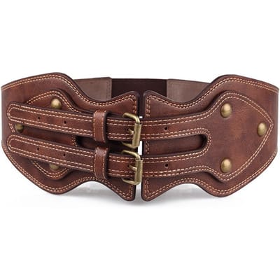 Luxe Dames Brede Elastische Riem voor Damesjas Shirt Jurk Dubbele Naald Gesp Leer Wild Vintage Mode Taille Afsluiting 86cm black