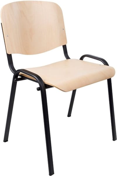 Vergaderstoel of conferentiestoel basic zwart frame zonder armleuningen hout