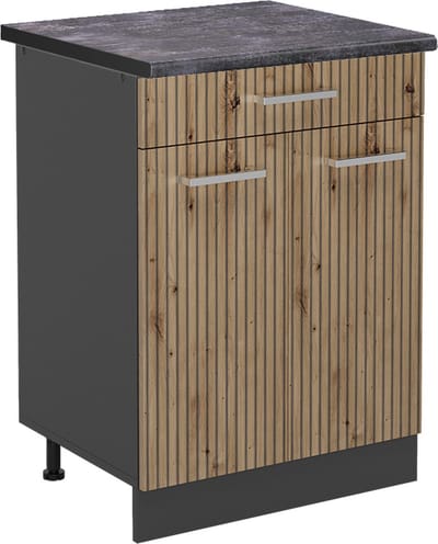 Vicco R-Line Keukenonderkast – 60 cm, WB Antraciet Artisanaal eiken