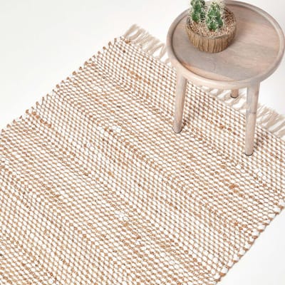 Homescapes Chindi vloerkleed Horizon 160x230 cm – handgeweven patchwork vloerkleed in natuurlijke kleur