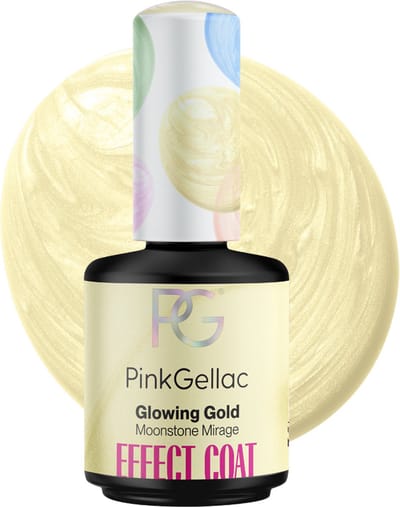 Pink Gellac Gellak Effect Coat - Glowing Gold 15ml - Gouden effect coat Gellak - Gel Nagels Producten