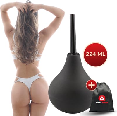 Quick Relief Cleaning Bulb™ - Anaal Douche - 224ml - Intieme Reiniging – Anal Douche – Klysma – Anaaldouche - Anaal reinigen - Zwart