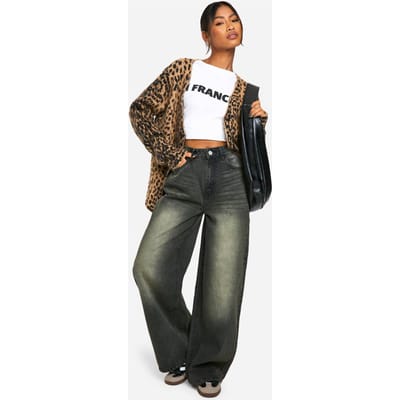 boohoo Dames Gewassen Wide Leg Jean | Washed Black | Maat: 34