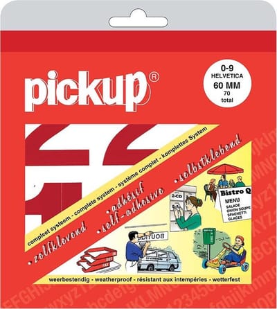 Pickup plakcijfers boekje Helvetica rood - 60 mm - 6 cm