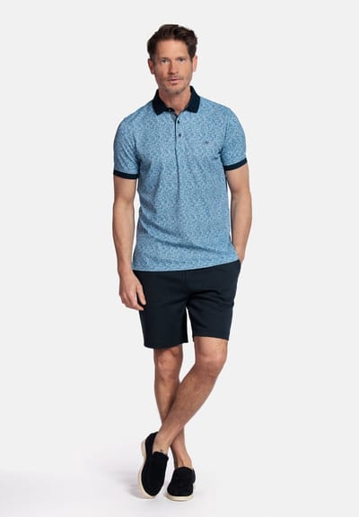 Baileys Delft Blue Standaard korte mouw Modern Fit Print Polo 515218 65