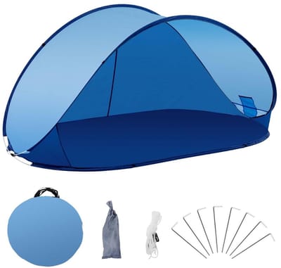 White-Label® Strandtent UV Bescherming - Strandtent Baby Pop Up – Strandtentje Extra Licht – Strandschelp – Strand Tent – Blauw