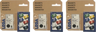 Lega Magneten 12x21mm zwart - 3 x 10 stuks