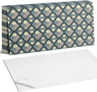 Coloray Plaktegels - Geometrisch ruitjespatroon Zelfklevende Wandtegels - 40 cm x 20 cm - Grijs Plaktegels - 10 stuks - Rechthoek PVC Tegels - Plaktegels Badkamer - Vloertegels Zelfklevend - Vinyltegels Vloer Zelfklevend - Portugese Tegels