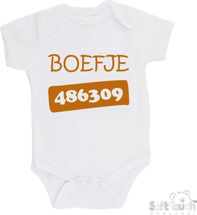 100% Katoenen Romper "Boefje 486309" Unisex Katoen Wit/tan Maat 56/62