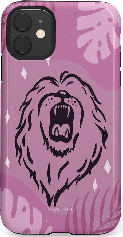 Casetastic hoesje geschikt voor Apple iPhone 11 - Dubbellaagse bescherming - Trots en vurig - Fashion Case - Lila Lichtroze Donkergrijs