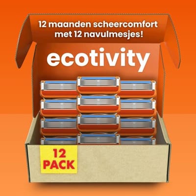 Ecotivity Scheermesjes 12x - Geschikt voor Gilette Fusion 5 Houder - Voor Een Gladde Huid - 5 Blade Scheermes - Navulmesjes - Voordeelverpakking - Compatibel Met Fusion 5 Scheermesjes