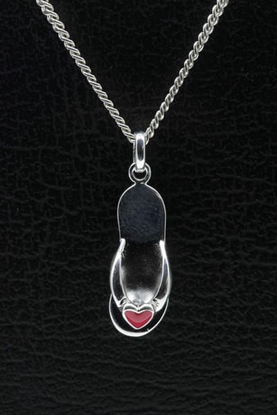 Zilveren Teen slipper ketting hanger