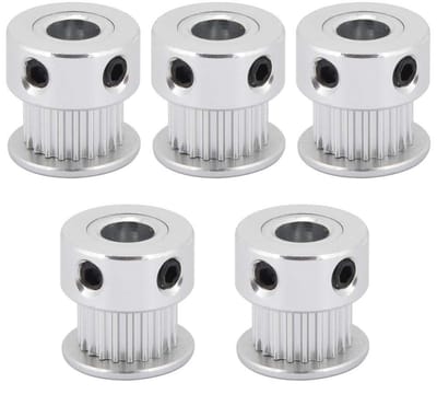Dailygoods- Tandriem Pulley 5 Stuks - Aluminium 6,35mm Boorgat - 20 Tanden - Vervangonderdelen 3D Printer - Duurzaam - Lichtgewicht