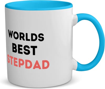 Akyol - worlds best stepdad koffiemok - theemok - blauw - Papa - de beste stiefvader - vader cadeautjes - vaderdag - verjaardagscadeau - verjaardag - cadeau - geschenk - kado - gift - vader artikelen - 350 ML inhoud