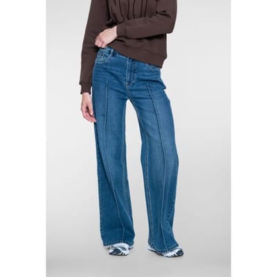 Geisha blauwe dames jeans   High waist   Rinsewash wassing   Wide leg fit   5-Pocket zakken   Knoop- en ritssluiting   High waist Blauw XS