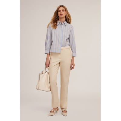 Motivi Trousers With Piping And Slit At The Hem Beige Size: 34 | Formal pants Outlet | Dames | Blauw
