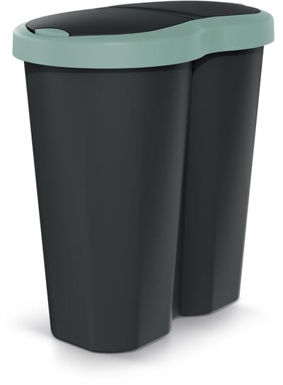 Compacta R Duo NDRF40-5575C_S411 -Afvalmand - Prullenbak 40L - één vak twee deksels - Groen / Zwart