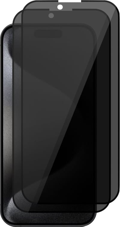 Privacy Screenprotector geschikt voor iPhone 15 Pro - 2x Glas Screen Protector FullGuard