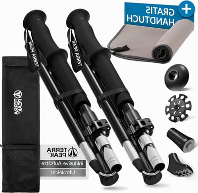 Wandelstok opvouwbaar - Nordic Walking stokken - aluminium - rubberen buffer - trekkingstokken - uittrekbaar