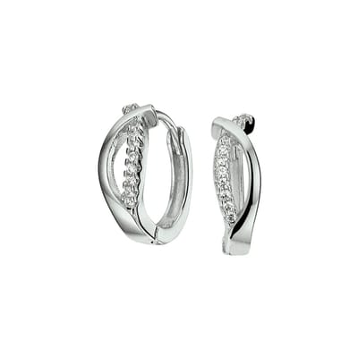Zilver Gerhodineerd Klapoorringen Zirkonia 1332709