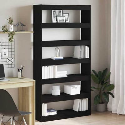 vidaXL Boekenkast 6-laags 100 x 30 x 198 cm Bewerkt hout Zwarte Eik