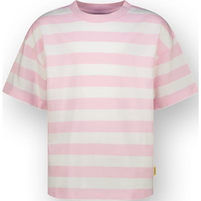 Vingino Girls Basic Stripe Tee T-shirt Shimmer Pink Maat: 10 | T-Shirts Outlet | Unisex | Roze