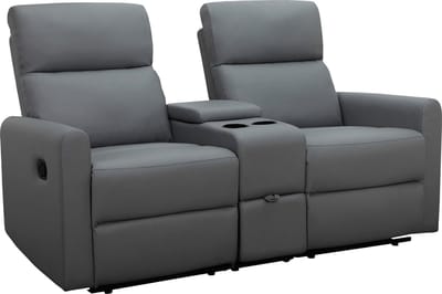 Dacoulas - Dubbele fauteuil in antraciet PU (102 x 167 x 95 cm)