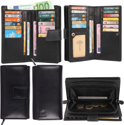 DE LAMASSU® (Alina) Leren Dames Portemonnee – Echt Leer – 22 Pasjes – RFID-bescherming – Elegant & Ruim – Luxe Geschenkverpakking