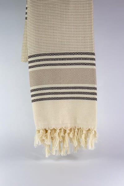 Milet – Turkse hamamdoek – 100x180 cm – katoen – licht & sneldrogend – beige