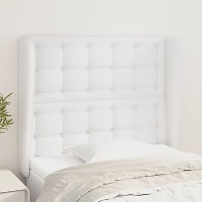 vidaXL - Hoofdbord - met - randen - 93x23x118/128 - cm - kunstleer - wit