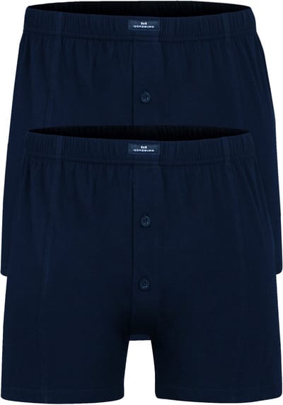 Gotzburg heren boxershorts wijd model met gulp (2-pack) - donkerblauw