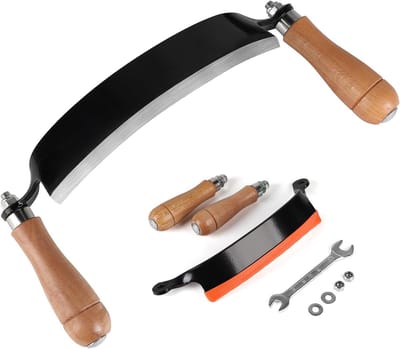 Curved Pull Knife 200mm voor Houtbewerking – Hoekmes met Holle Geslepen Stalen Lemmet en Comfortabele Houten Handgreep