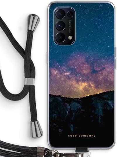 Case Company® - Hoesje met koord geschikt voor Oppo Find X3 Lite hoesje met Koord - Travel to space - Telefoonhoesje met Zwart Koord - Bescherming aan alle Kanten en Over de Schermrand
