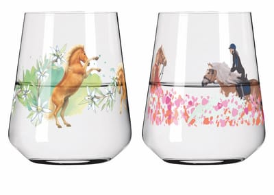 Ritzenhoff Waterglazen - Paard, Ruiter Design - 2 Stuks - Kristalglas - 510 ml - Drinkglazen voor Water, Limonade, Sap, Cocktails - Geschikt voor de Vaatwasser