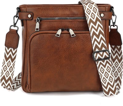 TAN.TOMI Schoudertas Dames, Crossbody Tas, Crossbodytassen voor Dames met Verstelbare - Afneembare Brede Band - Bruin