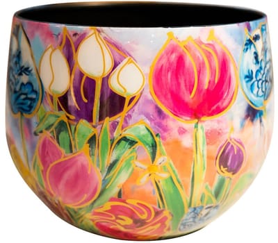 TS Collection - Bloempot Designed by Lammie - Dutch beauty spring - 15x12 - Metaal & Epoxy - Exclusieve woonitems voor binnen - Handgemaakt - Unieke print - Designed by Lammie