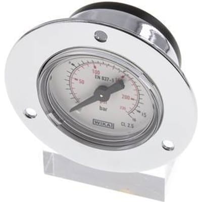 0..16 Bar Paneelmontage Manometer Staal/Messing 40 mm Klasse 2.5 (Voorflens) - MW01640SH-FP