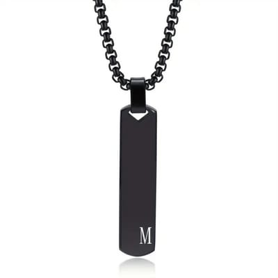 Bovista Ketting - Heren - Staal - Nep zilver - Met Hanger - Zwart - M