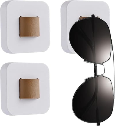 Zonnebril Organizer - Bril Houder - Muur Opslag - Zacht Leer - 3 Stuks - Wit