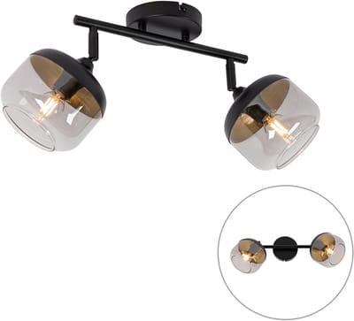 QAZQA kyan - Design Wand en Plafondspot | Spotje | Opbouwspot - 2 lichts - L 53 cm - Zwart Goud - Woonkamer | Slaapkamer | Keuken