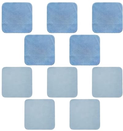 SnelShoppen - Pack van 10 Microvezel Glazen Doeken, Luxe Wild Leer Lensdoeken, Lichtblauw en Donkerblauw, Ideaal voor Oogglazen, Smartphones, Camera's