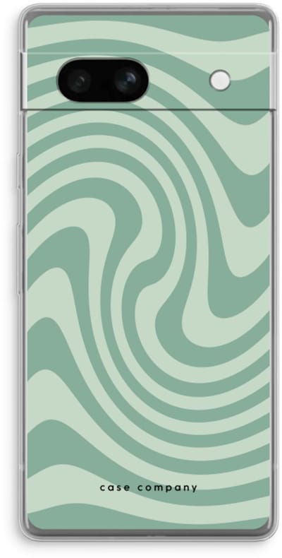 Case Company® - Hoesje geschikt voor Google Pixel 7A hoesje - Swirl Groen - Soft Cover Telefoonhoesje - Bescherming aan alle Kanten en Schermrand