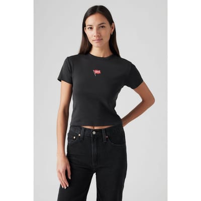 Levi's Gr Essential Sporty Tee Mini Flag Black Größe: S | Hemden Outlet | Damen | Schwarz