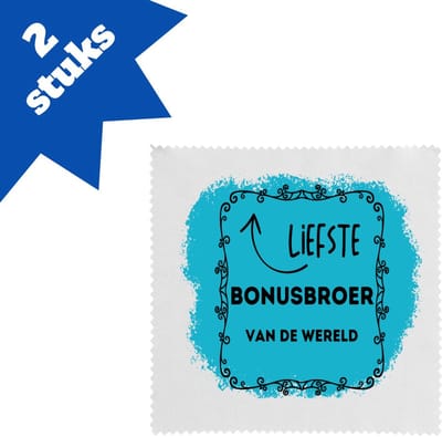 Akyol - liefste bonusbroer van de wereld brillendoekjes - Broer - de liefste bonusbroer - verjaardag - cadeautje voor broer - broer artikelen - kado - geschenk - 17,8 bij 17,8 cm - 2 stuks