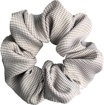 Kraagjeskopen.nl®  Scrunchie 1 stuk Geruit Exclusief Extra Vol en Luxe - Haarelastiek Haarwokkel Scrunchies - Lichtbruin met Ruitjes